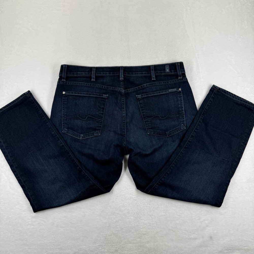 7 For All Mankind Slimmy Slim Straight Leg Dark Wash Denim Jeans Size 36 Hemmed